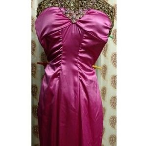 Enfocus slim fit satin, jewel embelished dress